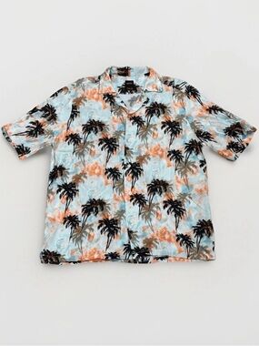 Hugo Boss - Men's Short Sleeve Hawaiian Palm Trees Rayer Camp Shirt (Size:M)